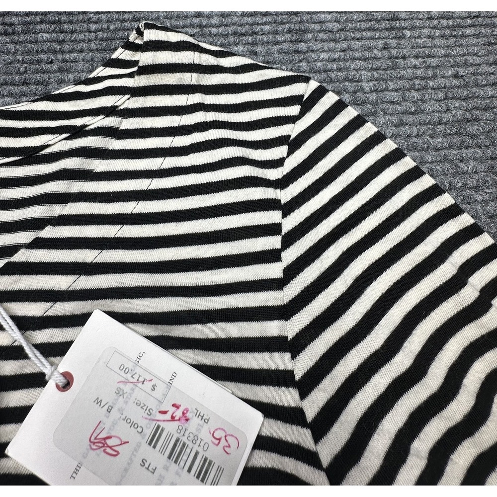 Philanthropy Shirt Womens XS Black White Stripe Marcel‎ Long Sleeve Lace Up Top